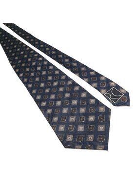 Ron Chereskin Classic Patterned Silk Tie Square Geometric Blue Black Modern Mens